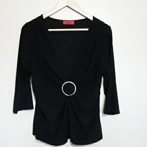 Elegant Black Women's Top with Silver Accent